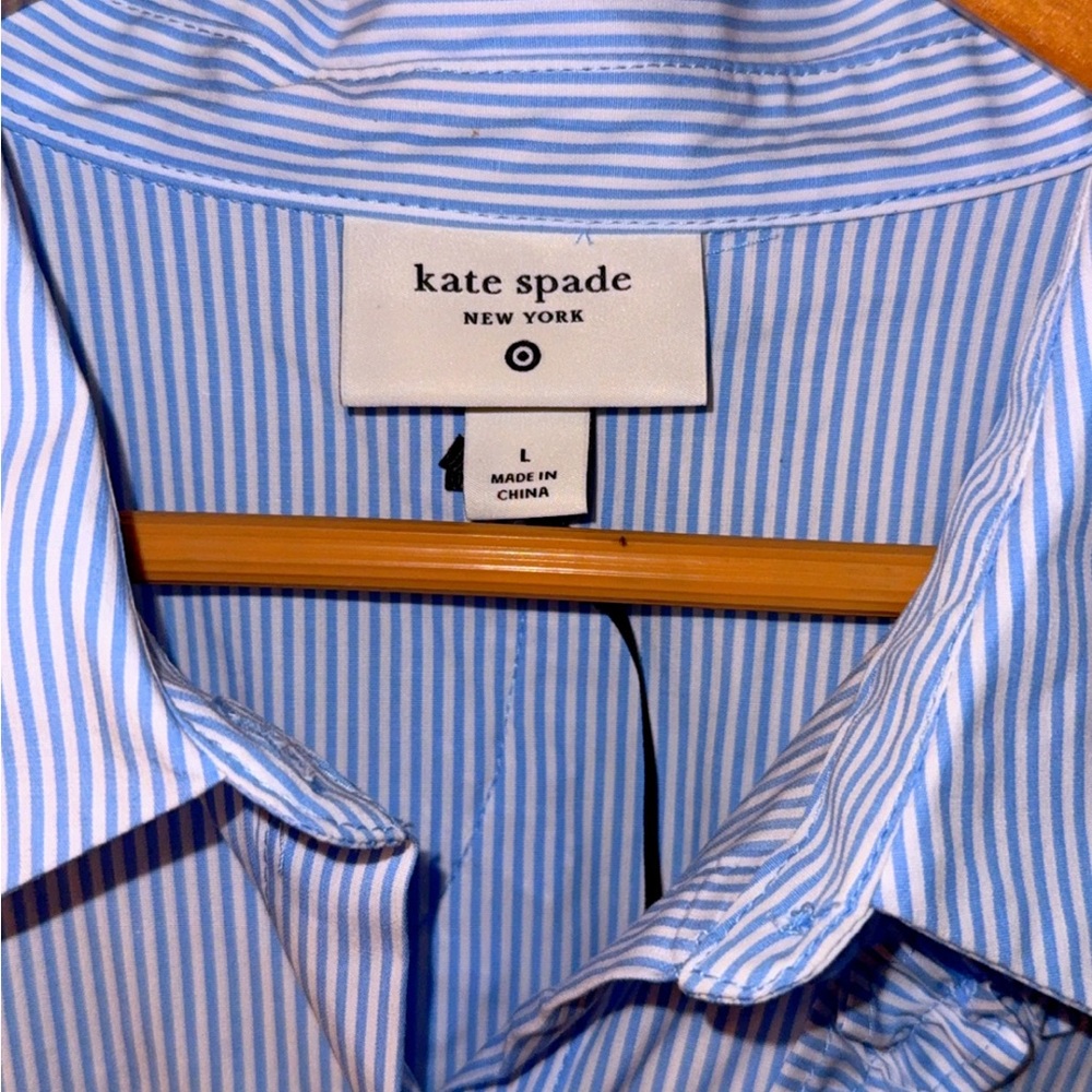kate spade Light Blue Ruffle-Trim Button Front Midi Dress - Picture 2 of 7